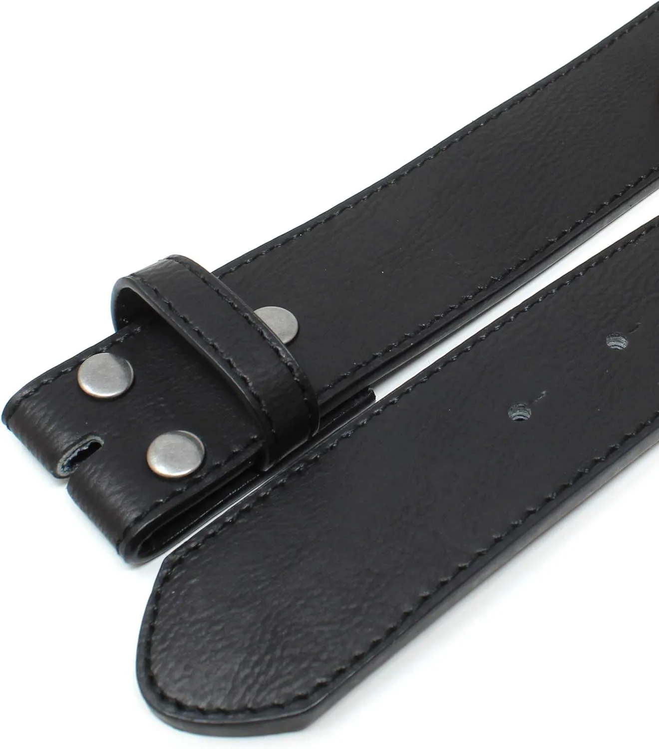 Leather Belt Strap with Vintage Distressed Texture 1.5" Wide with Snaps and without Buckle