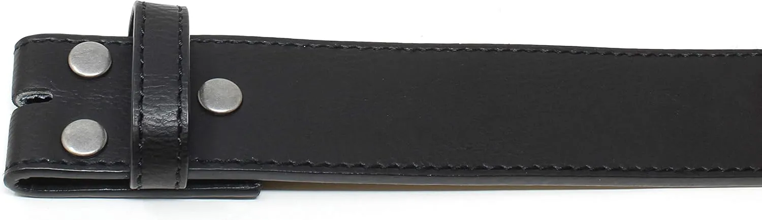 Leather Belt Strap with Vintage Distressed Texture 1.5" Wide with Snaps and without Buckle