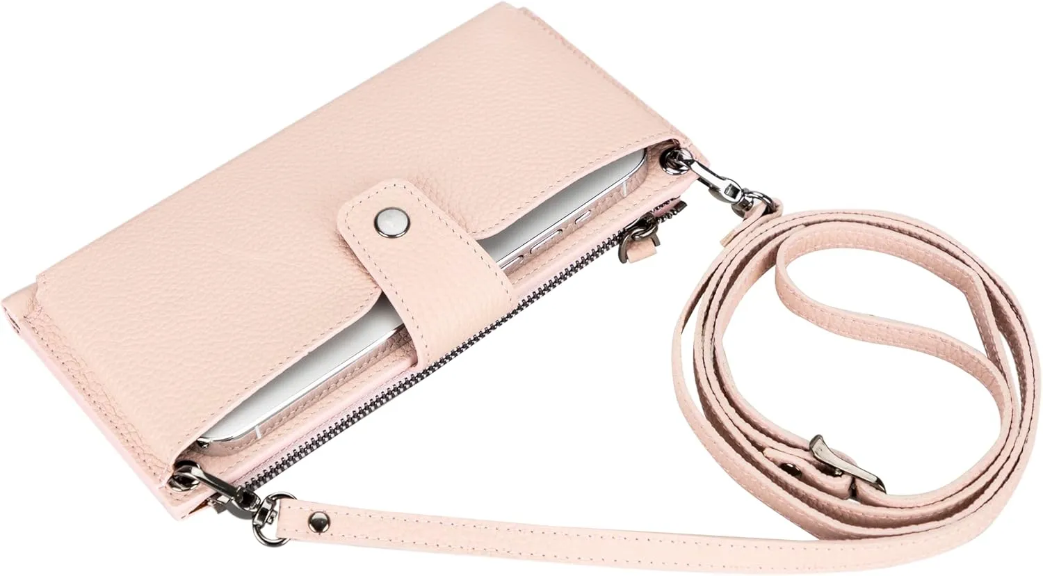 Leather Crossbody Wallet with Strap, Genuine Leather Crossbody Cell Phone Purse, Handbag