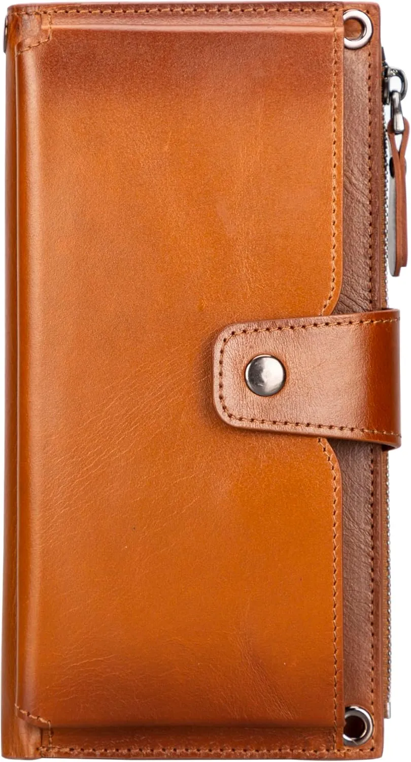 Leather Crossbody Wallet with Strap, Genuine Leather Crossbody Cell Phone Purse, Handbag