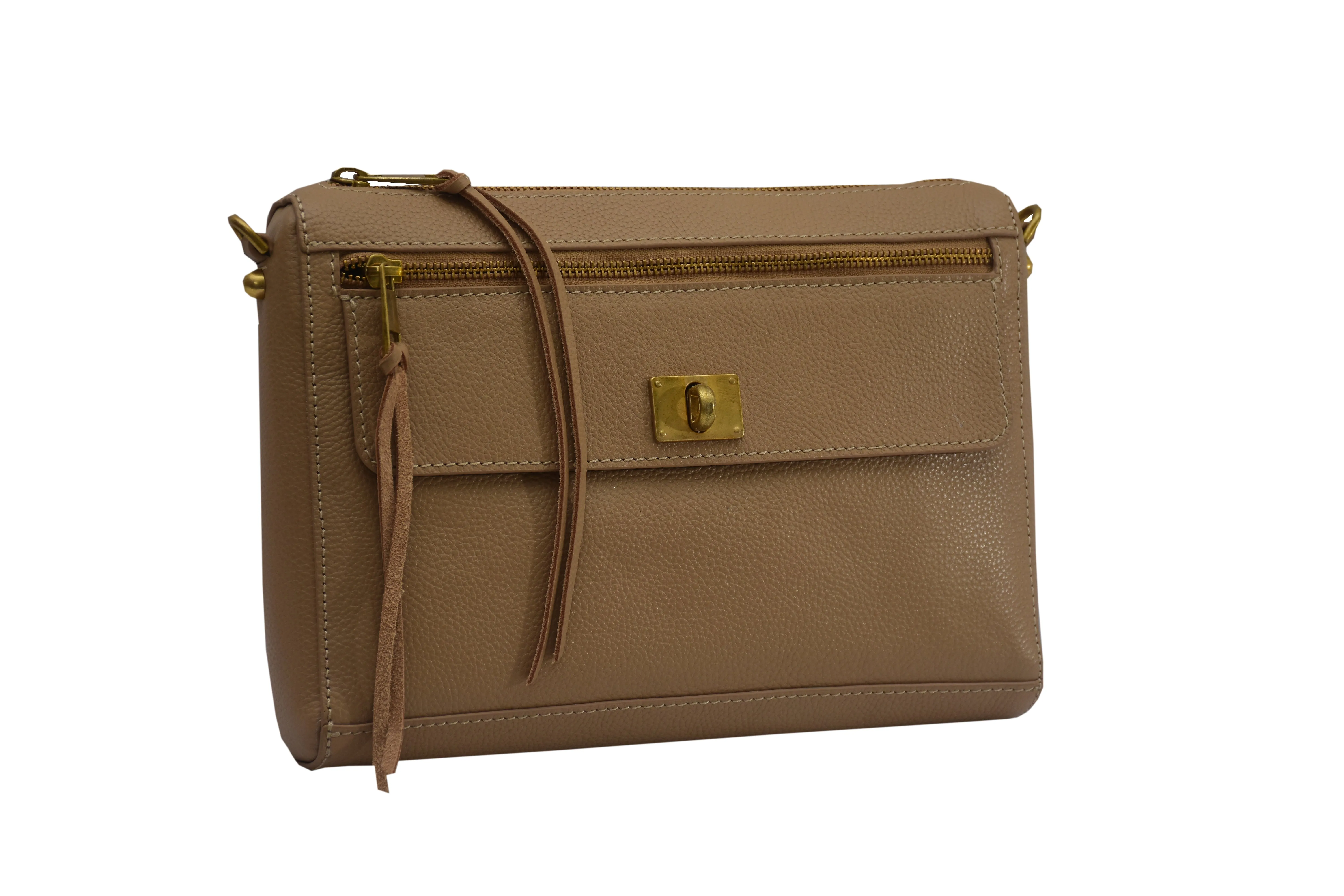Leather Crossbody With Zip Pockets