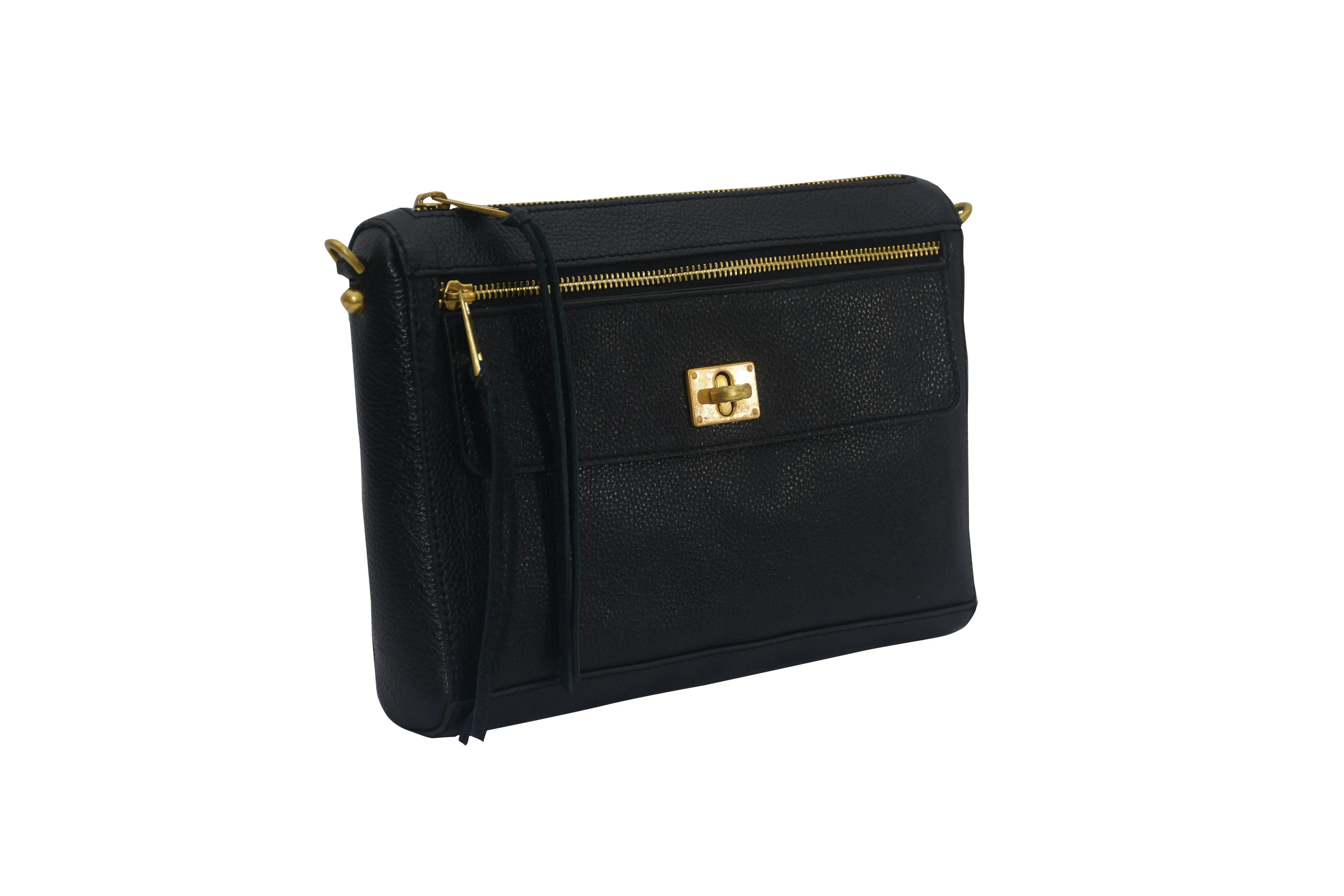 Leather Crossbody With Zip Pockets