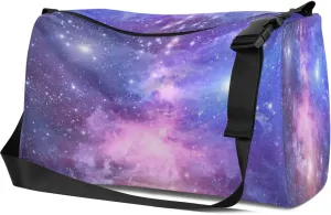 Leather Sport Gym Bag Vast Universe Pattern Weekender Bag for Women and Men Carry On Bag Starry Sky Travel Duffel Bag