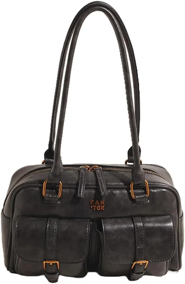 Leather Top Handle Bags for Women Top Handle Purse Retro Handbag Multi Pocket Satchel Bag Shoulder Bag Underarm Bag