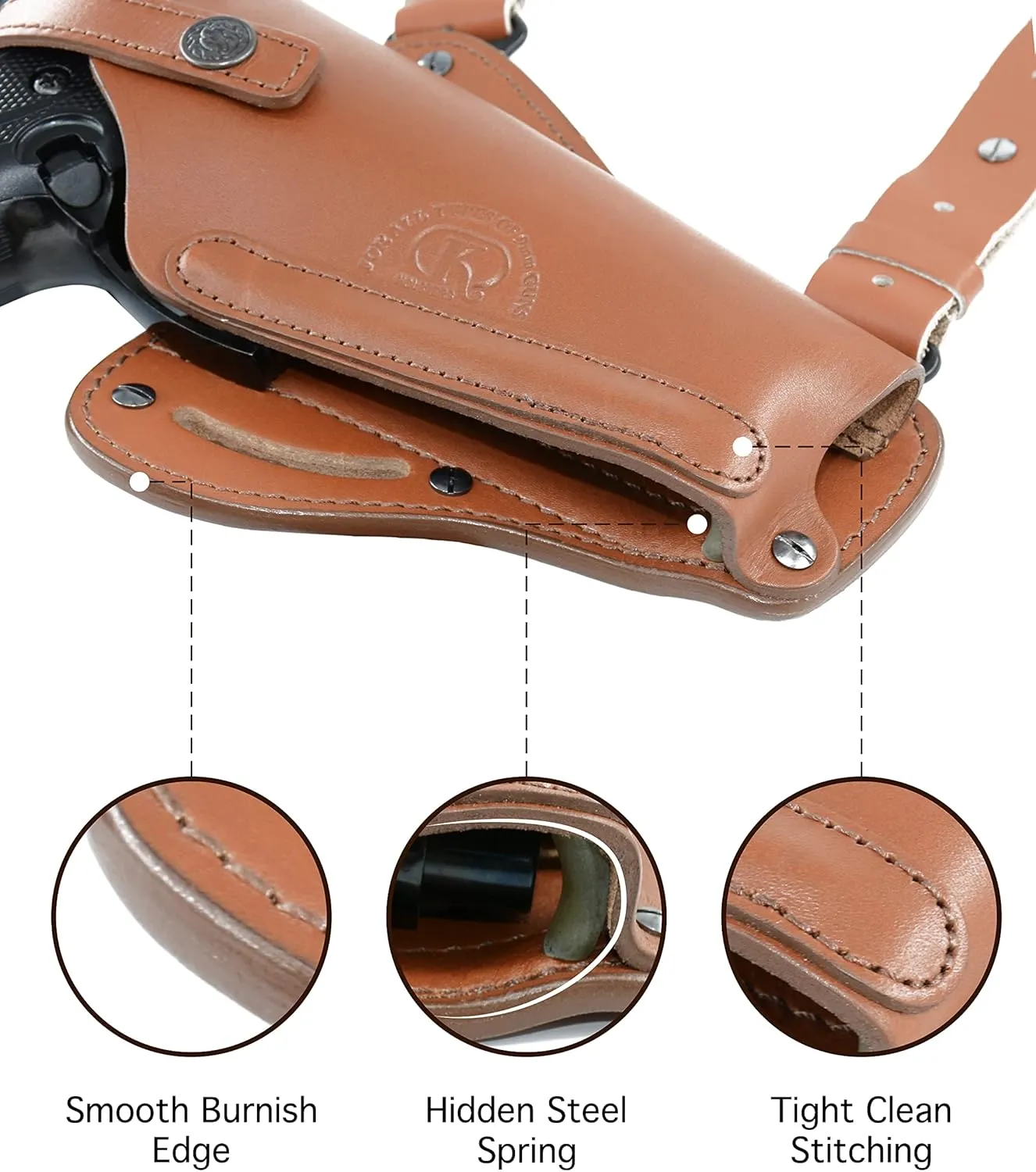 Leather Vertical- Horizontal Shoulder & Belt Holster RH Fits Colt Ruger Springfield Taurus 1911 (3in1) Free Extension for Big Body Size!