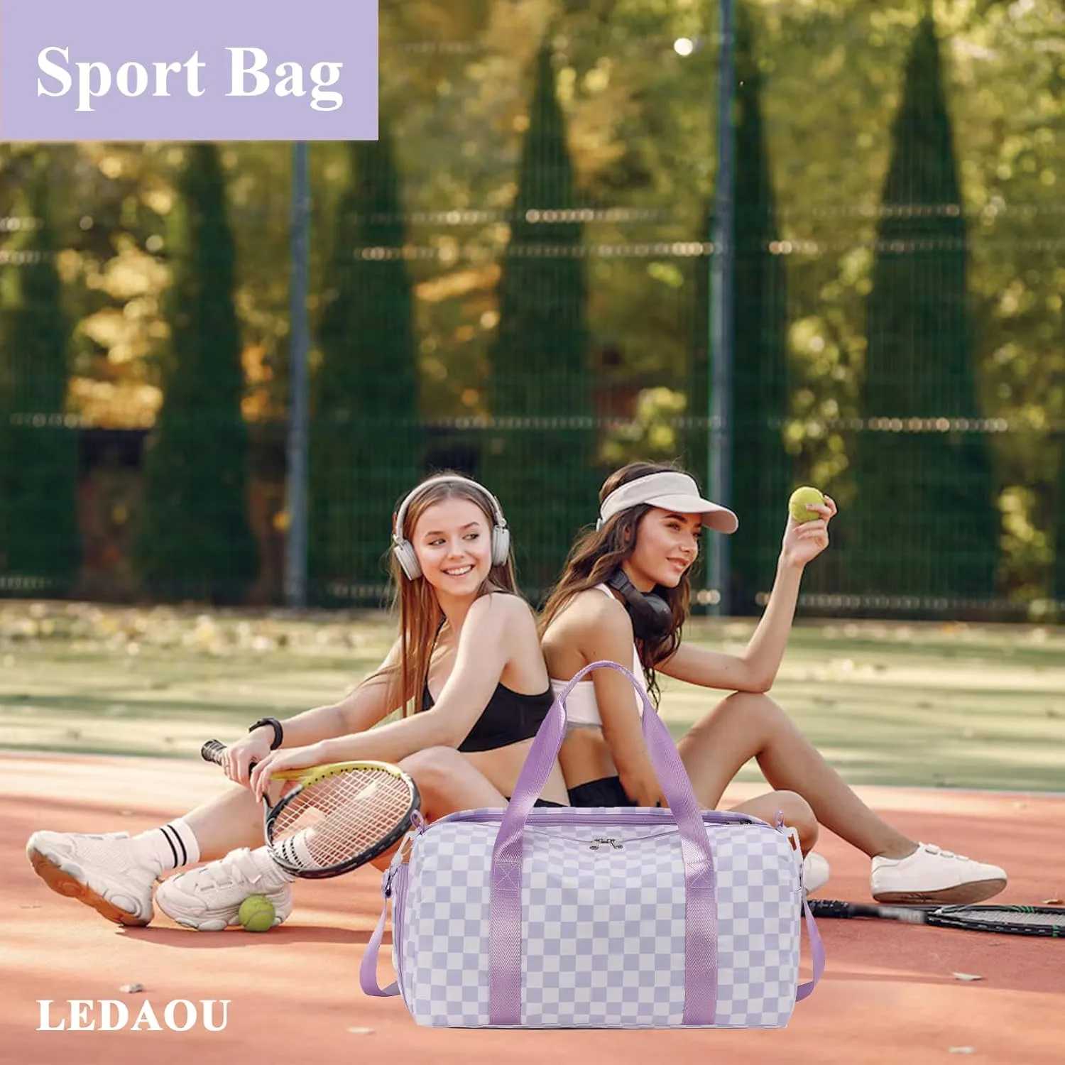 LEDAOU Duffle Bag Girls Kids Cute Dance Bag with Shoes Compartment Gym Bag with Wet Pocket Sports Overnight Travel Bag