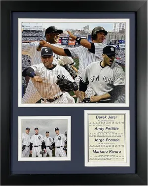 Legends Never Die New York Yankees 2009 Baseball World Series Core 4 Collectible, Framed Photo Collage Wall Art Decor - 12"x15" (11128U)