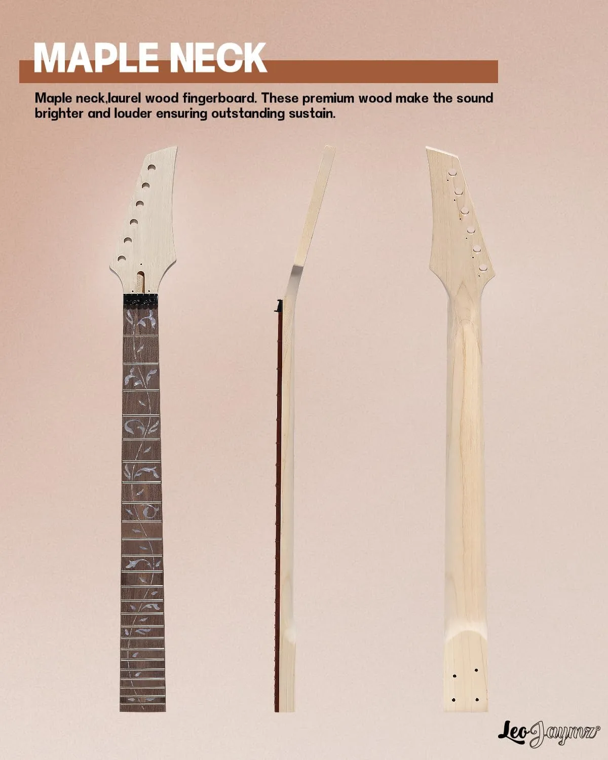 Leo Jaymz DIY Electric Guitar Kits in IBZ Style - Mahogany Body and Maple Neck - All Components Included (7V)