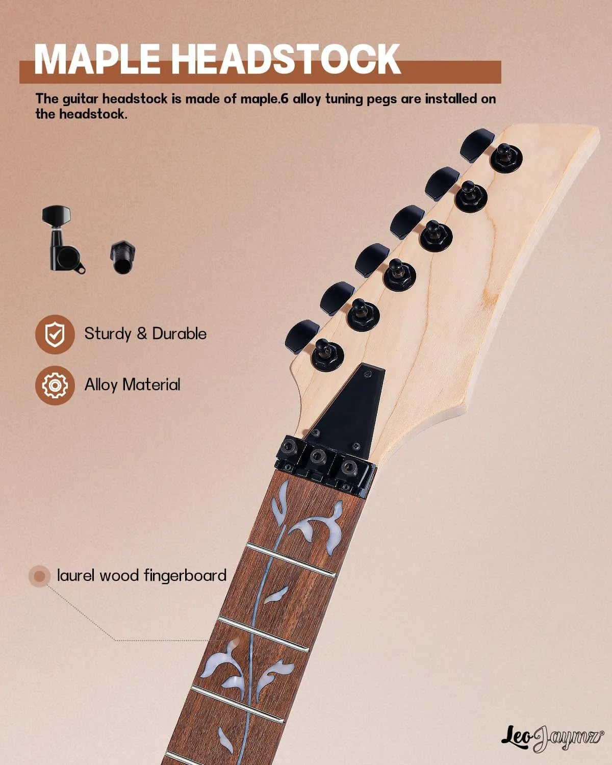 Leo Jaymz DIY Electric Guitar Kits in IBZ Style - Mahogany Body and Maple Neck - All Components Included (7V)