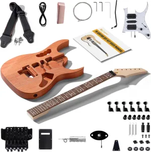 Leo Jaymz DIY Electric Guitar Kits in IBZ Style - Mahogany Body and Maple Neck - All Components Included (7V)