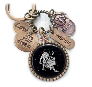 Leo Key Chain, Backpack-Purse Clip or Necklace, Perfect Inspirational Gift, Love the Astrology and Zodiac Signs, Live Your Dream
