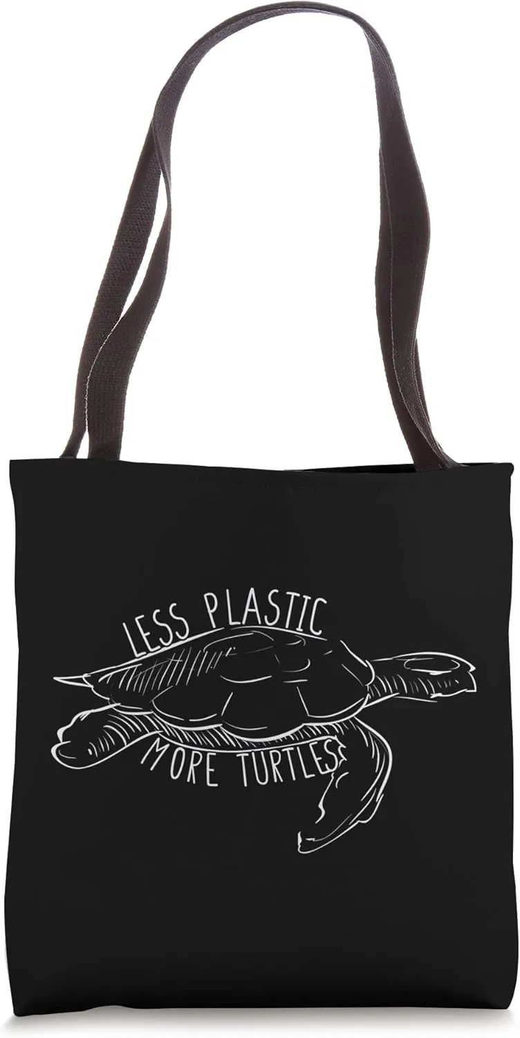 Less Plastic More Turtles Sea Conservation Animal Welfare Tote Bag