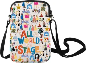 LEVLO Musical Crossbody Bag Musical Theatre Fans Gift All The World Is A Stage Drama Shoulder Bag Theatre Drama Merch