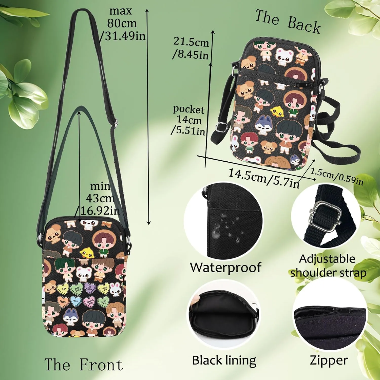 LEVLO SKZ Crossbody Bag SKZ Animal Fans Gift K-POP Cartoon Member Shoulder Bag K-POP Merchandise