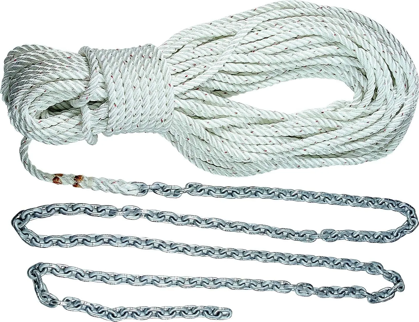 Lewmar Boat Anchor Rode for Windlasses - 15' 5/16" G4 Chain, 200' 5/8" 8-Plait Rope with Shackle, High-Test-Rated Galvanized Links, Hand-Sewn Whipping