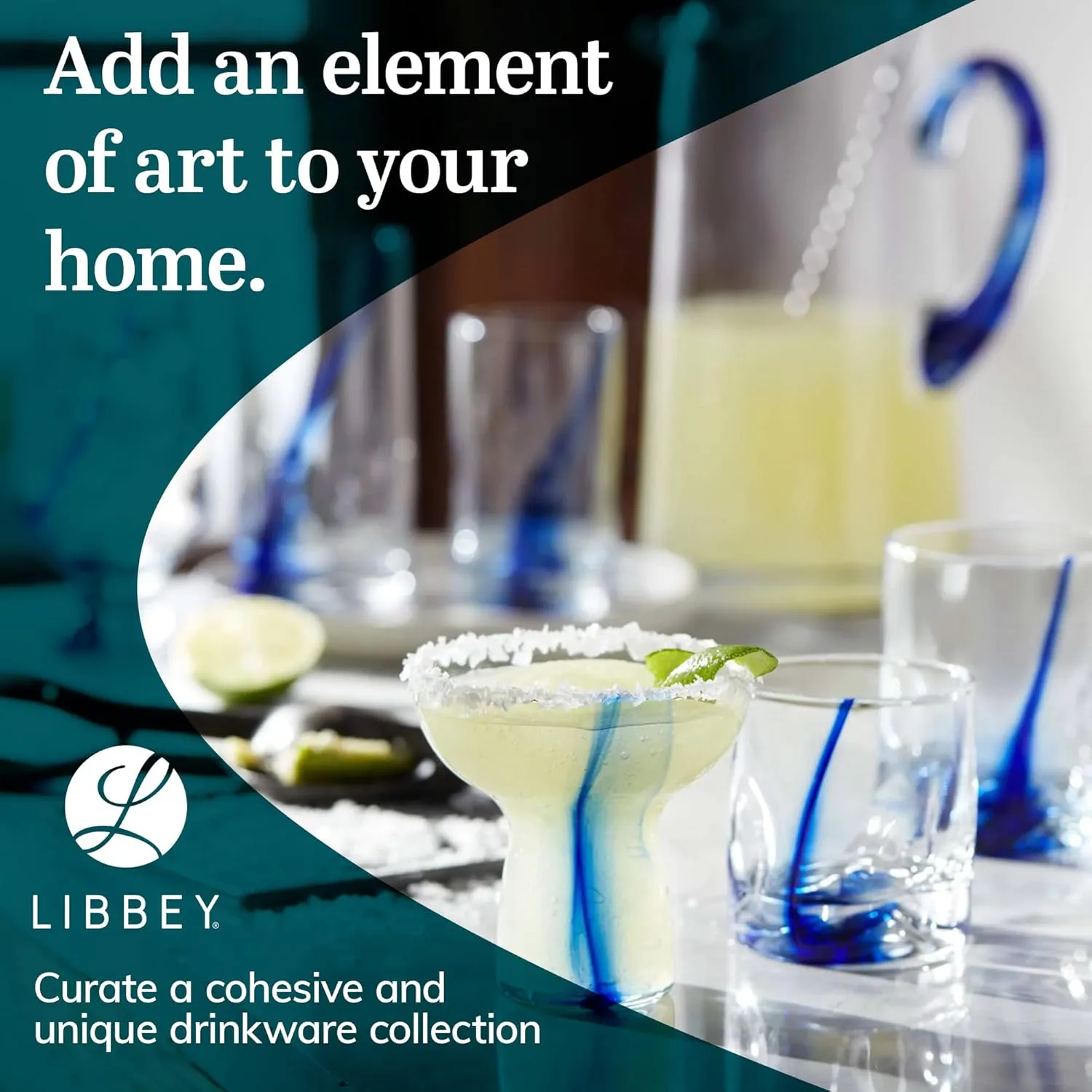 Libbey 99104 Blue Ribbon Tumbler and Rocks Glass Set, (Set of 16 Piece) Drinkware Glasses Set, Clear Dishwasher Safe Rock and Tumbler Glasses Set