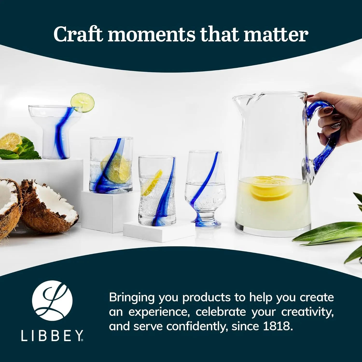 Libbey Blue Ribbon Impressions Rocks Glasses, 12.5-ounce, Set of 8