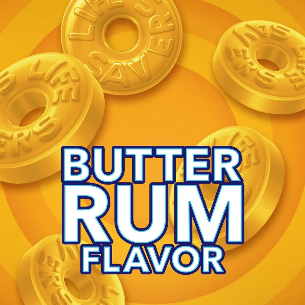LIFE SAVERS Hard Candy - Butter Rum, Candy Bulk Individually Wrapped, For Party Favors & More, Pack of 4
