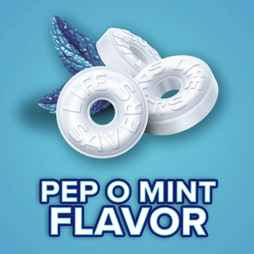 LIFE SAVERS Pep-O-Mint Breath Mint Bulk Hard Candy 44.93 oz Bag and Goody Ouchless Womens Elastic Hair Tie 30 Count Black Hair Accessories