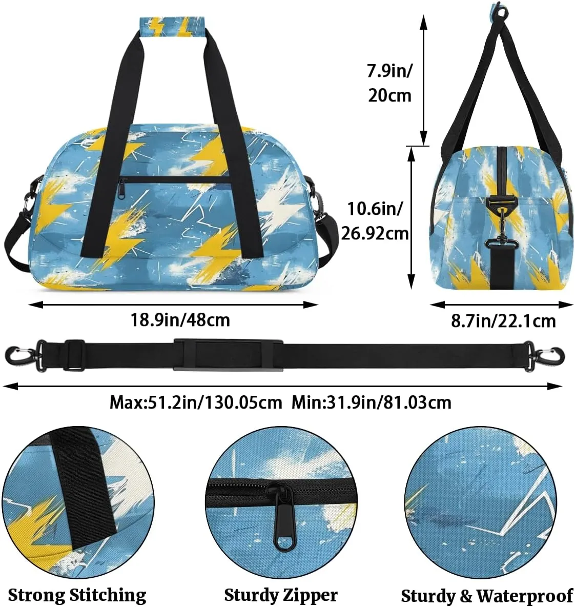 Lightning Kids Overnighter Duffel Bags for Boys, Carry-On Size Sports Gym Bag with Front Zipper Pocket for School Practice or Overnight Travel Weekender Sleepover Tote Bag