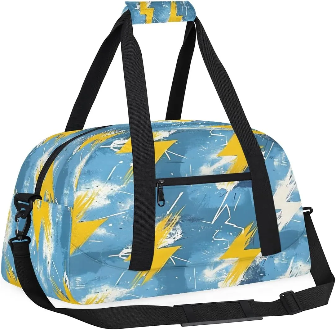 Lightning Kids Overnighter Duffel Bags for Boys, Carry-On Size Sports Gym Bag with Front Zipper Pocket for School Practice or Overnight Travel Weekender Sleepover Tote Bag