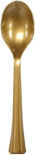 Lillian 48-Pack Plastic Soup Spoons Cutlery Bag, Gold
