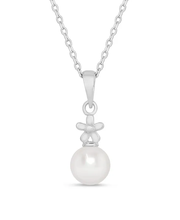 Lily Nily - Sterling Silver - Silver Freshwater Pearl Flower 14-16" Drop Necklace
