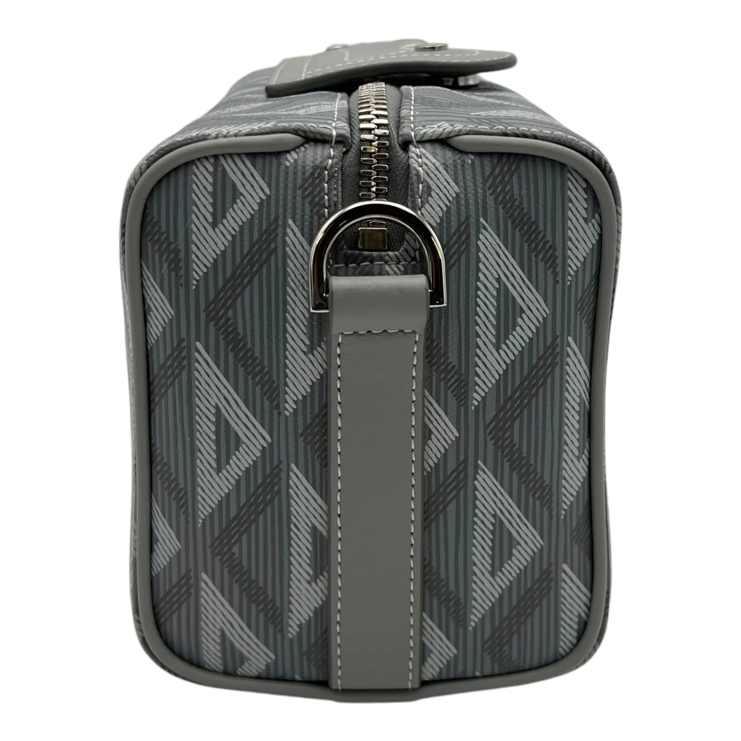 Lingot 22 Grey Crossbody Bag in Coated Canvas, Silver hardware