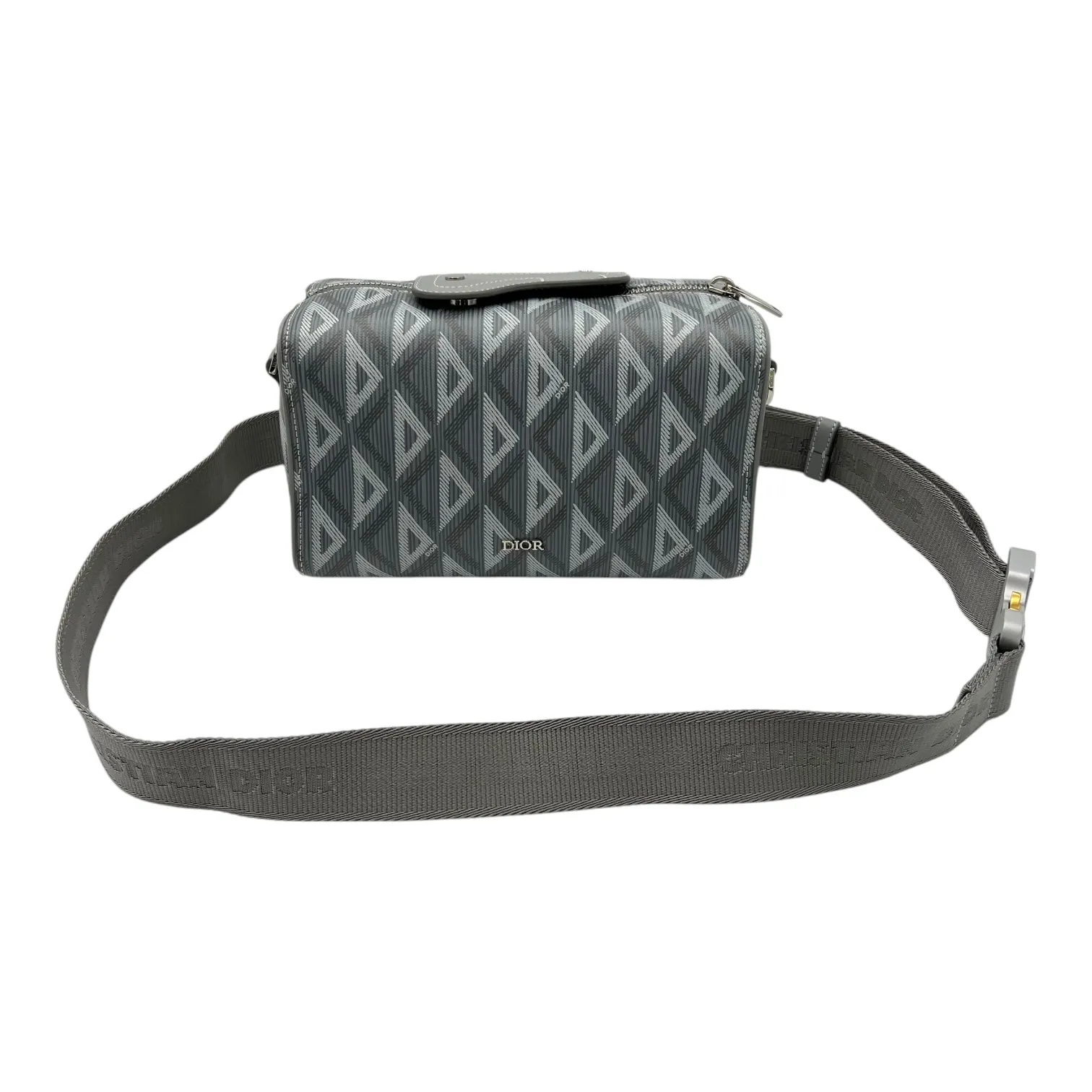 Lingot 22 Grey Crossbody Bag in Coated Canvas, Silver hardware