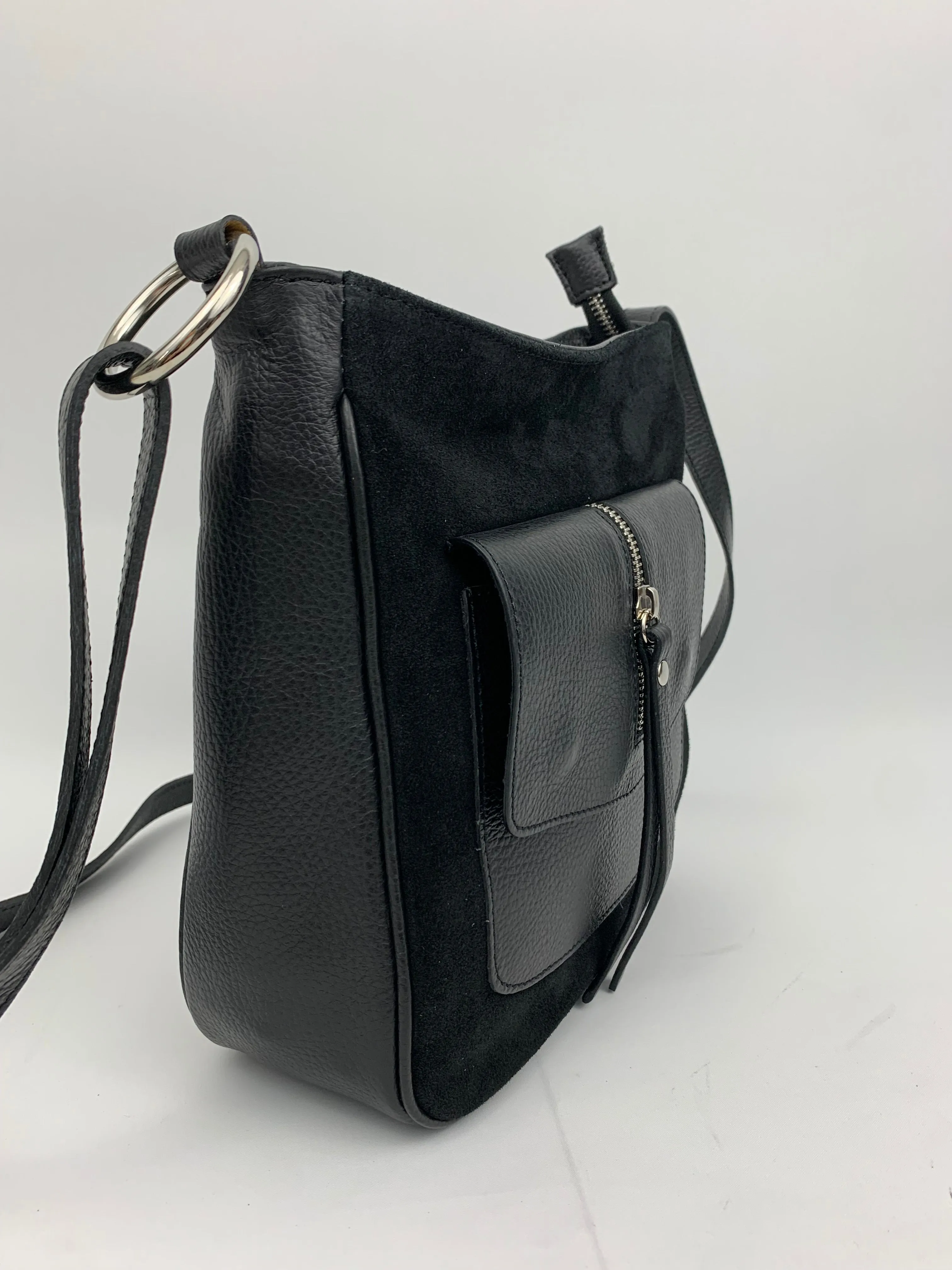 LISBON - real leather with suede crossbody bag