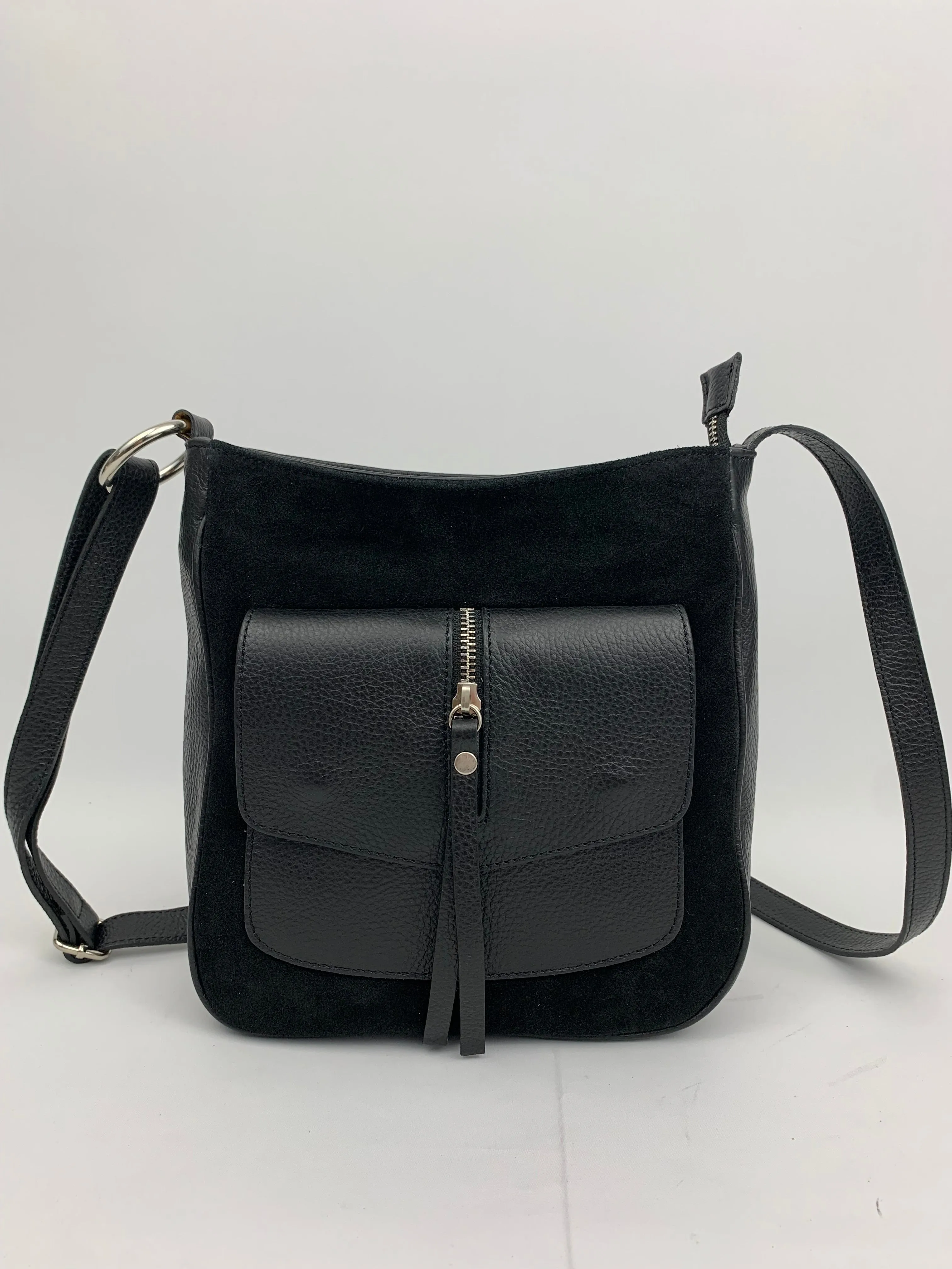 LISBON - real leather with suede crossbody bag