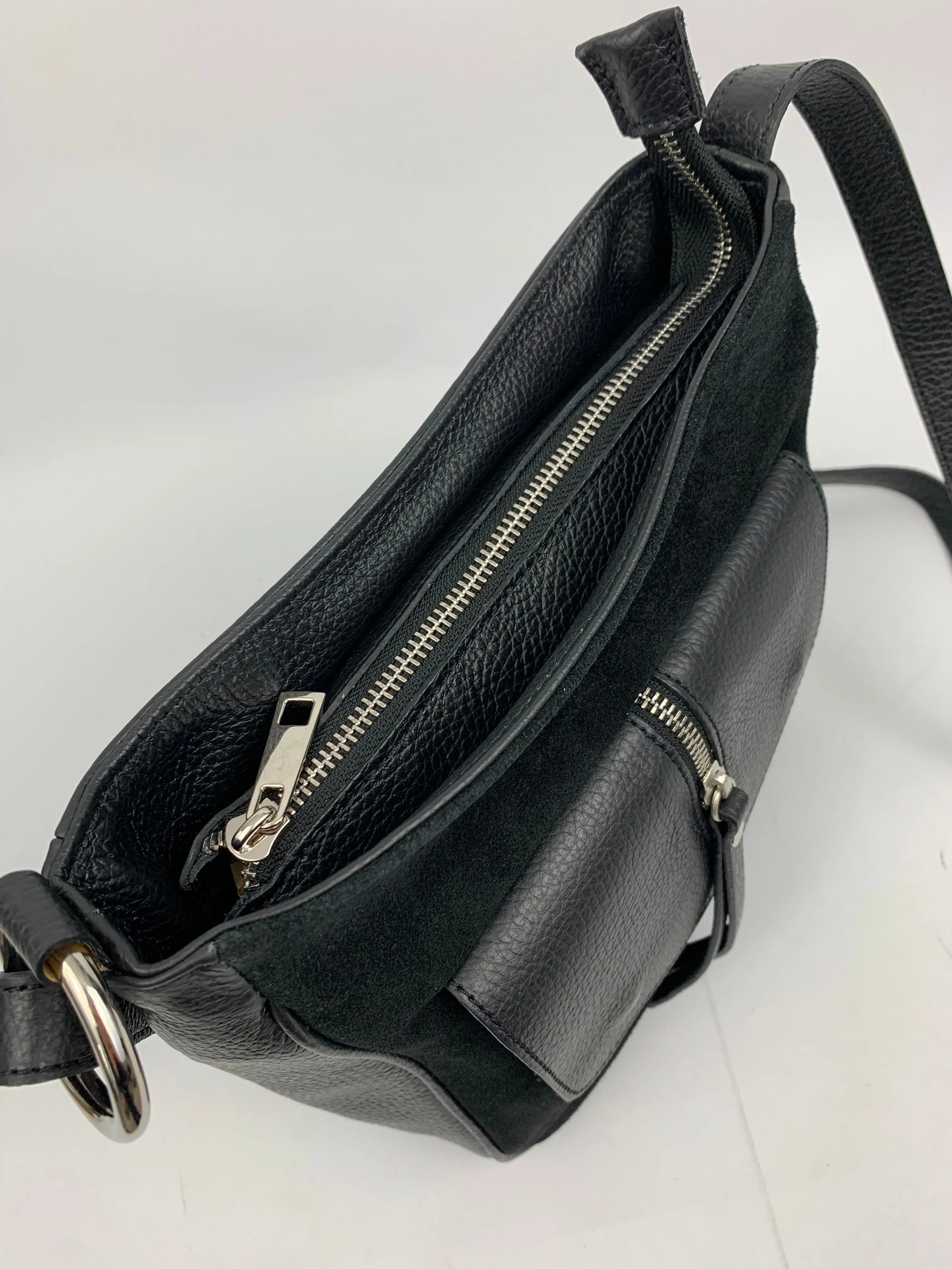 LISBON - real leather with suede crossbody bag