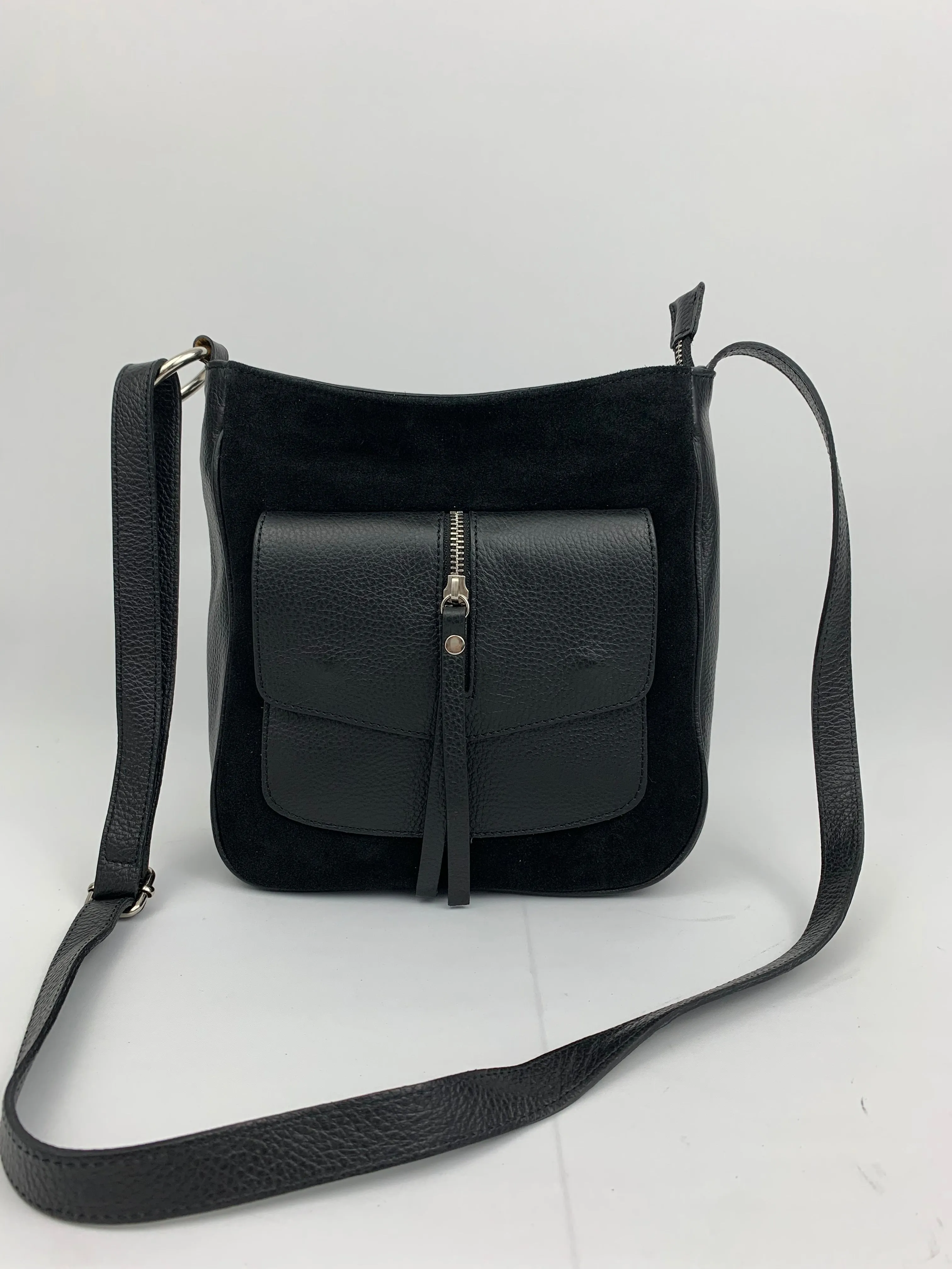 LISBON - real leather with suede crossbody bag