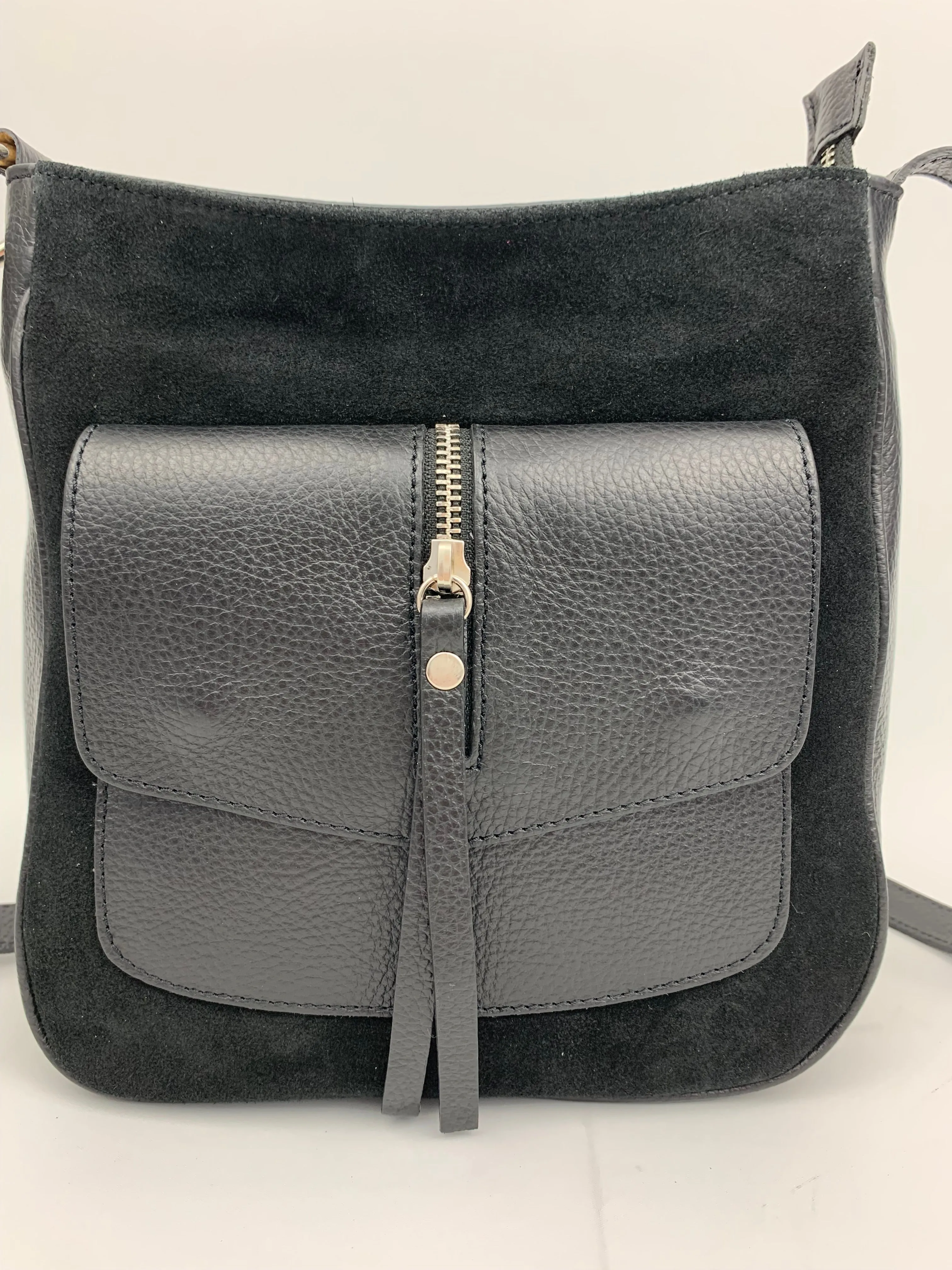 LISBON - real leather with suede crossbody bag