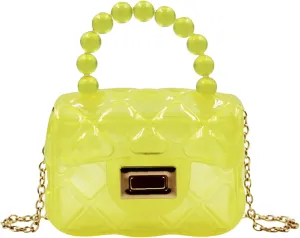 Little Girls Mini Jelly Purse Candy Color Transparent Small Crossbody Bag Cute Princess Handbags with Pearl Handle