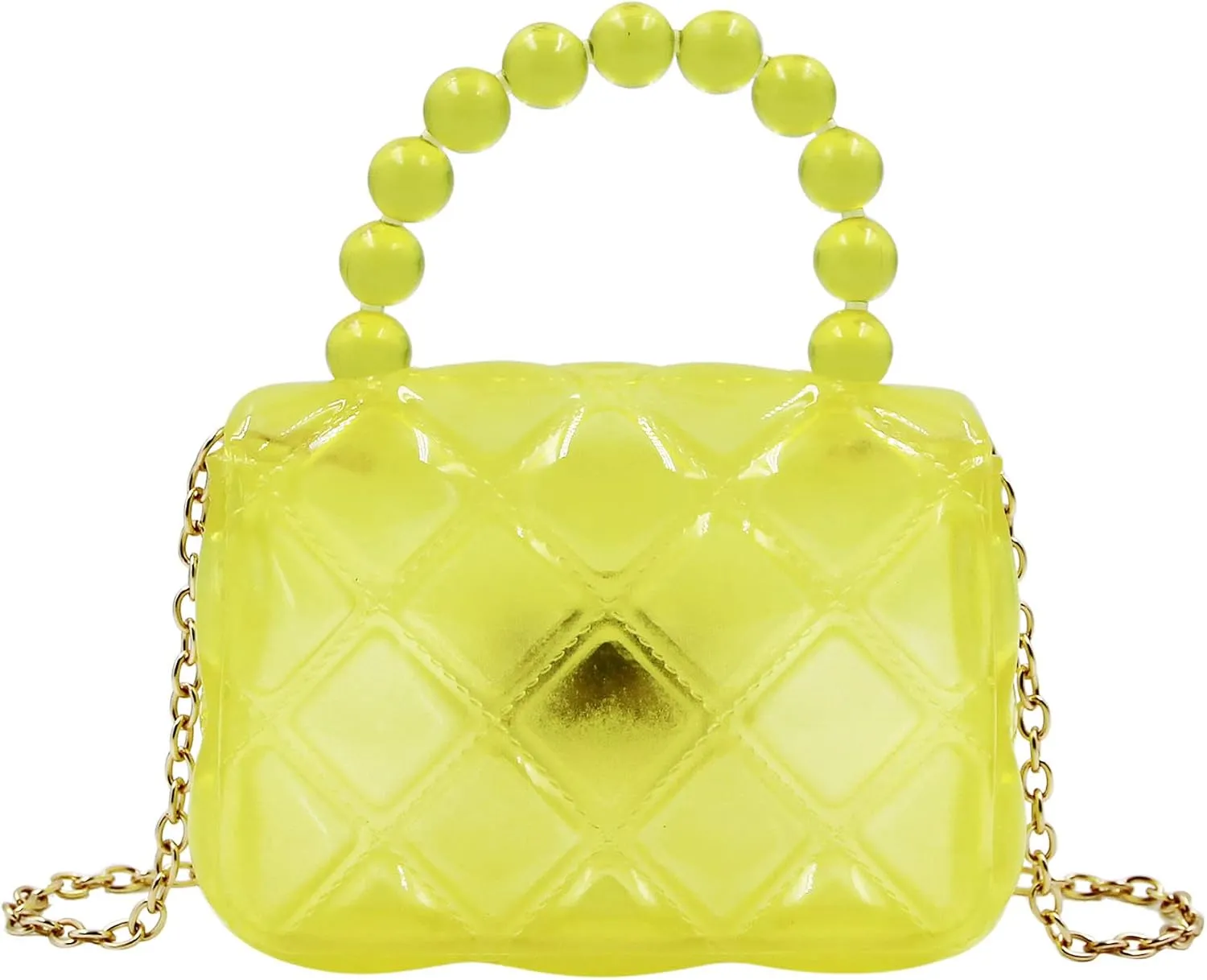 Little Girls Mini Jelly Purse Candy Color Transparent Small Crossbody Bag Cute Princess Handbags with Pearl Handle