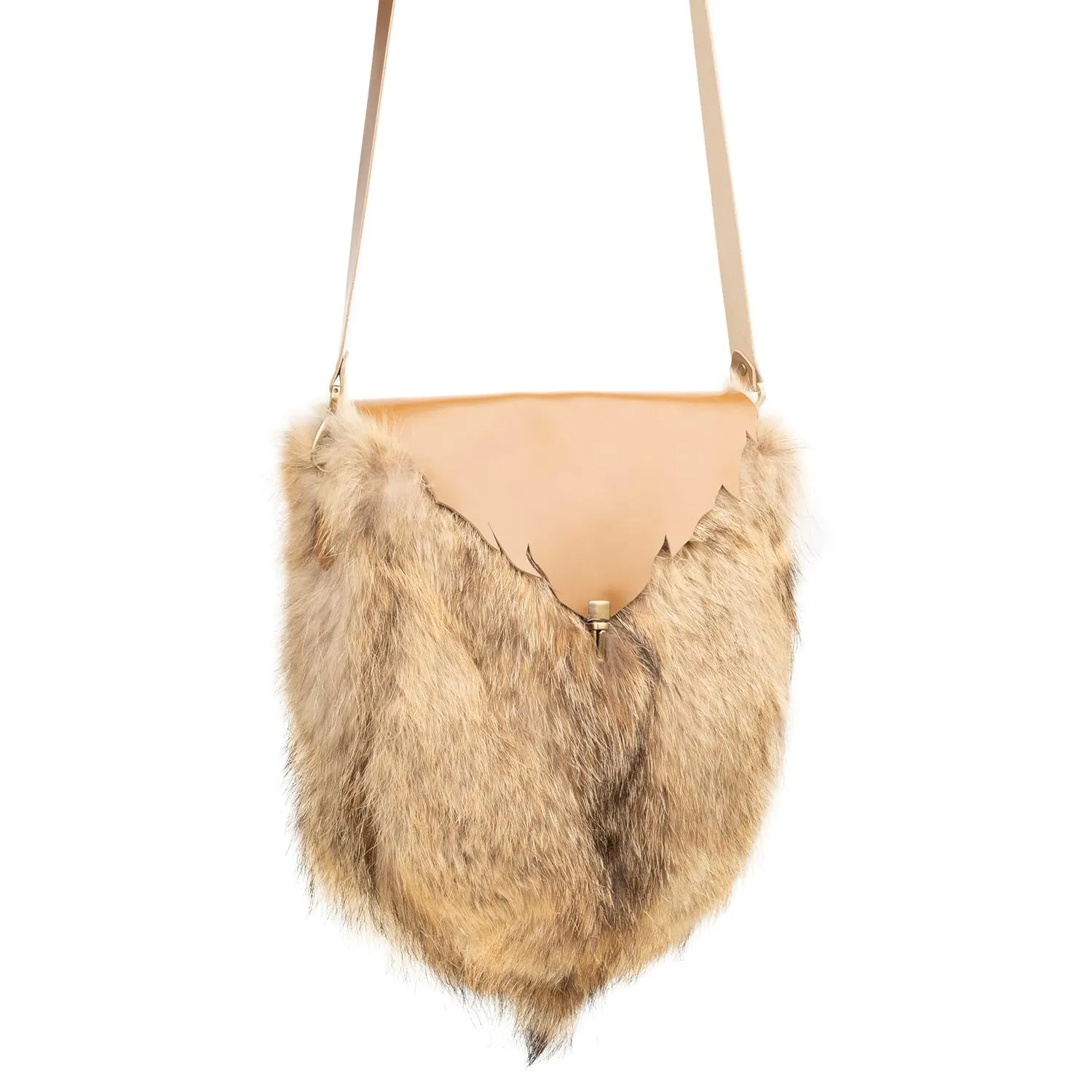 LITVIN Handmade Exclusive coyote fur bag Crossbody bag Genuine leather purse