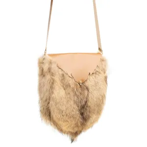 LITVIN Handmade Exclusive coyote fur bag Crossbody bag Genuine leather purse