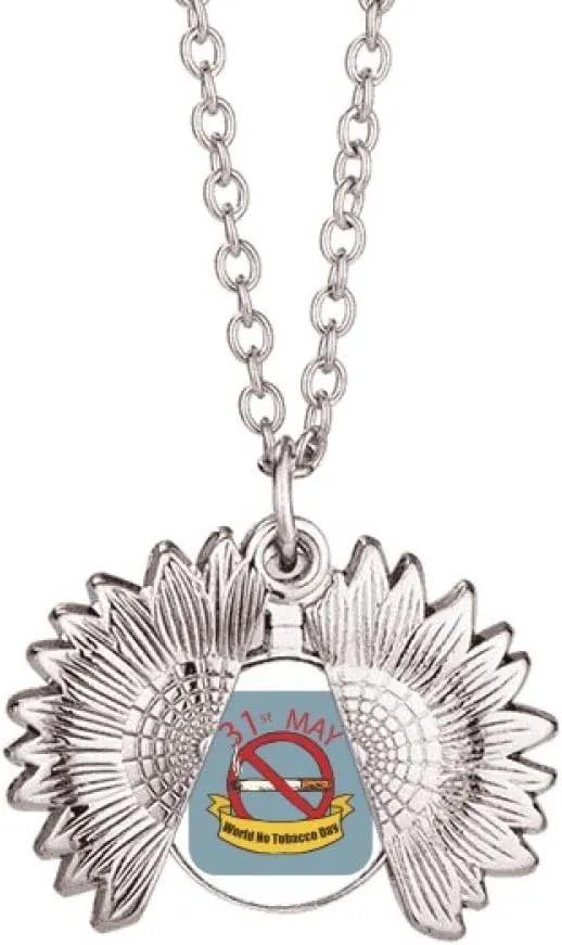 Logo 31st May No Tobacco Day No Smoking Sunflower Necklace Pendant Locket Jewelry
