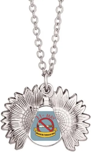 Logo 31st May No Tobacco Day No Smoking Sunflower Necklace Pendant Locket Jewelry