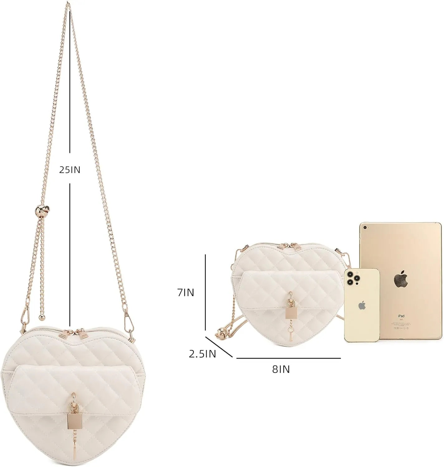 lola mae Heart Shape Satchel Crossbody Purse for women Zip Around Shoulder Bag