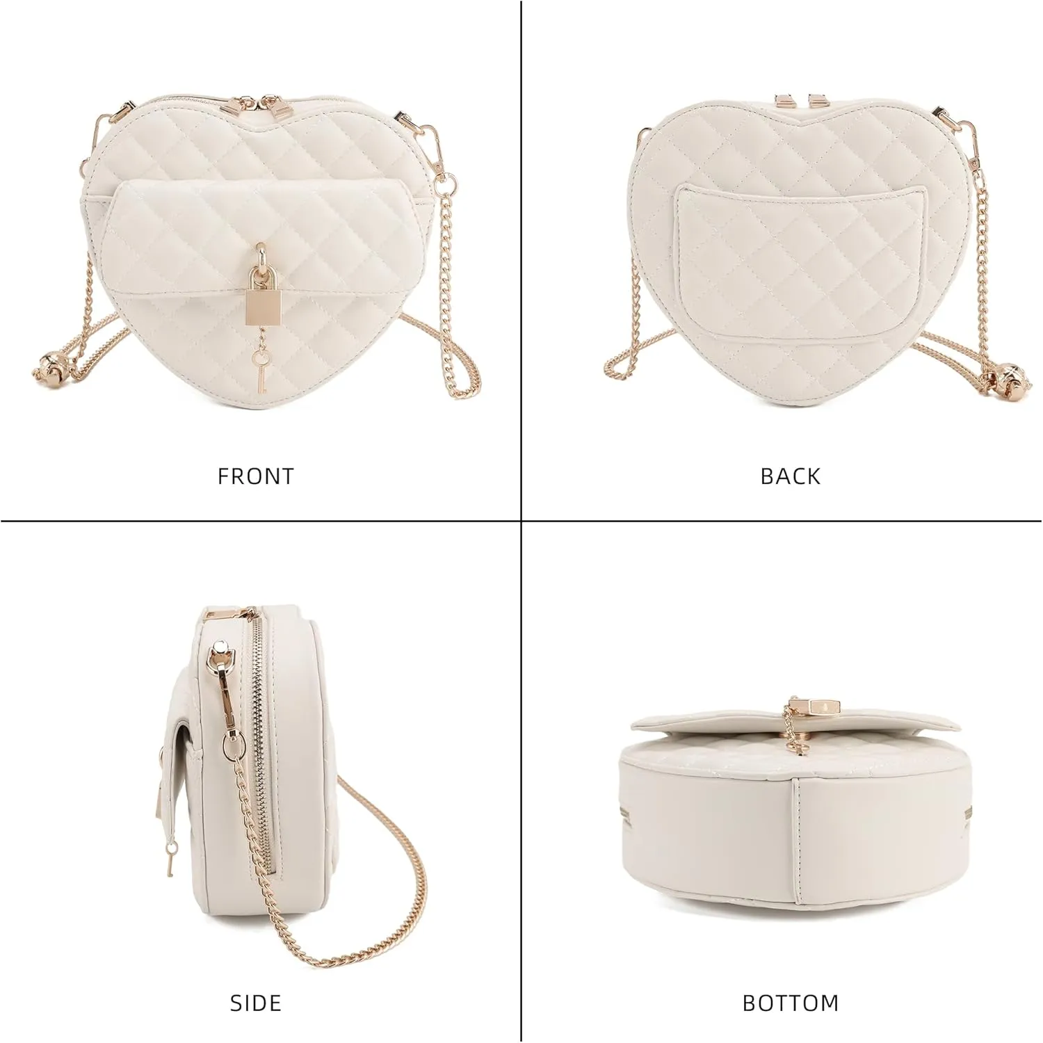 lola mae Heart Shape Satchel Crossbody Purse for women Zip Around Shoulder Bag