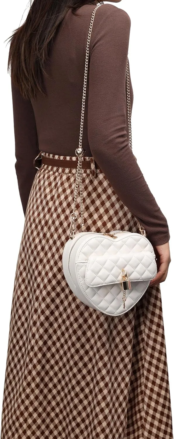 lola mae Heart Shape Satchel Crossbody Purse for women Zip Around Shoulder Bag
