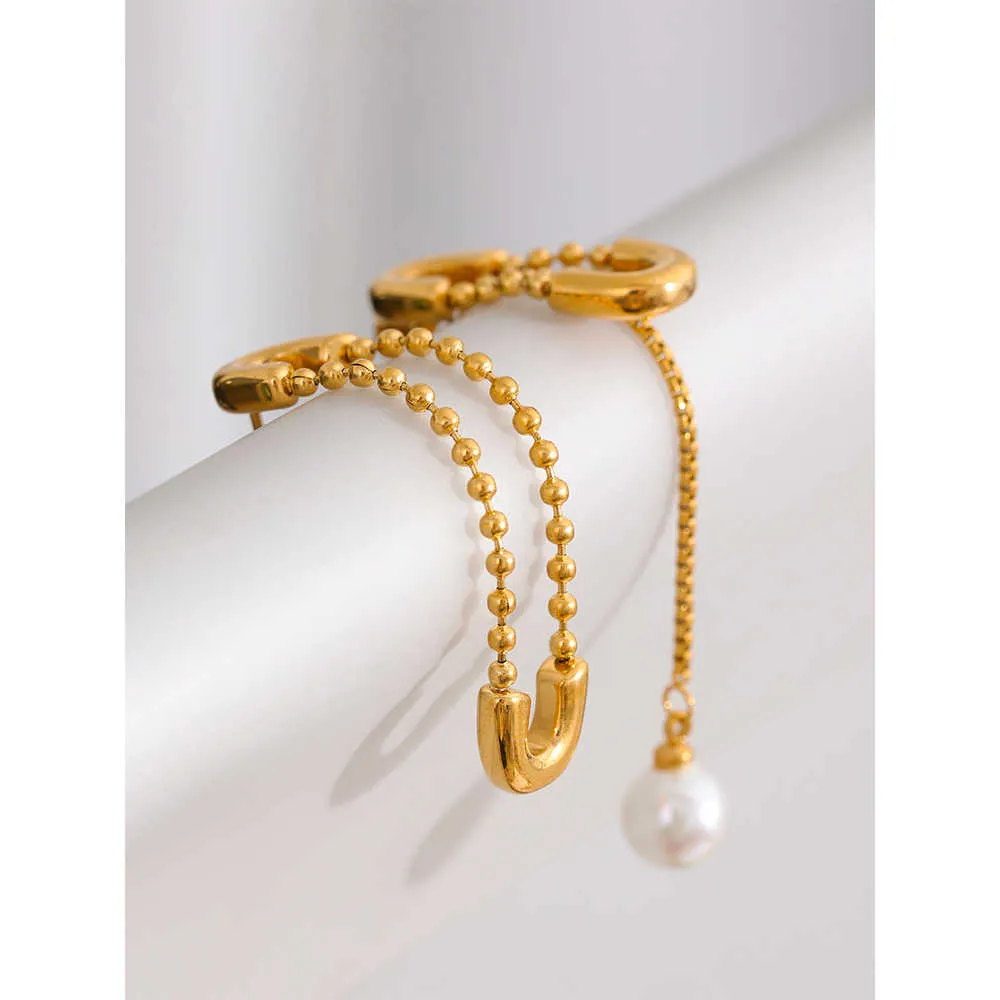 Long Chain Pearl Drop Earrings