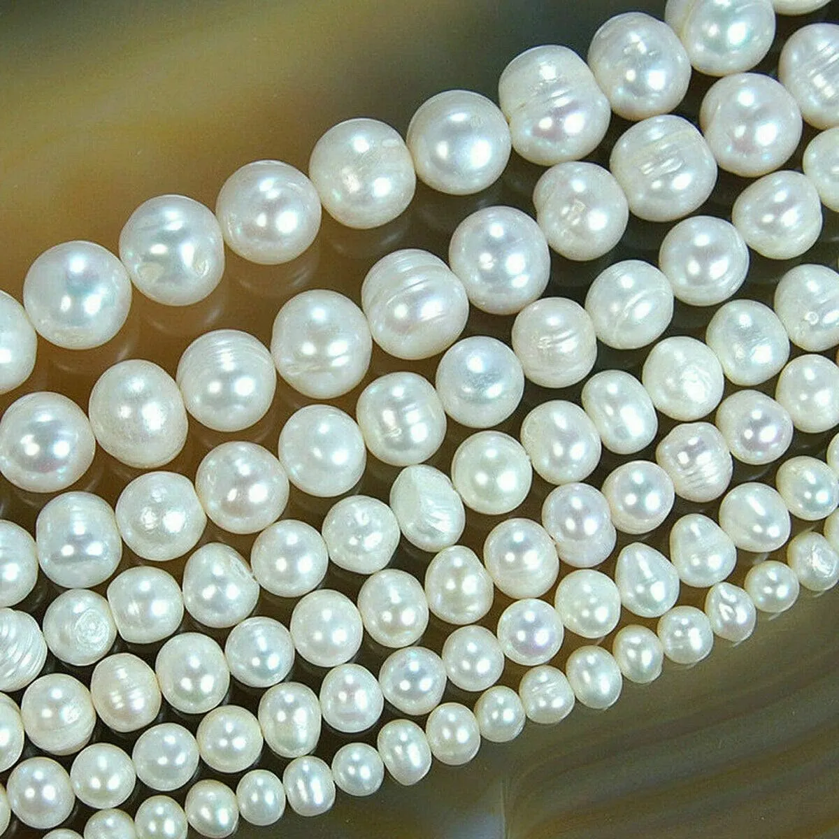 Loose Stone Beads, 5-6Mm-13-14Mm Natural Freshwater Cultured White Pearl Loose Beads 15'' Pl511 - (Size:13-14Mm)