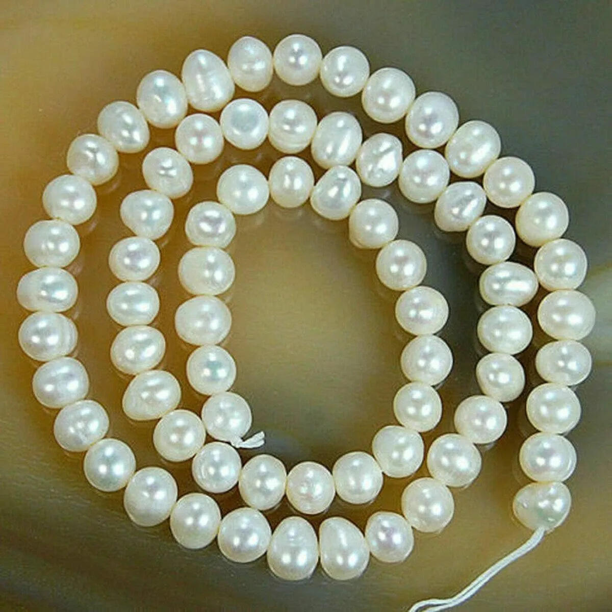 Loose Stone Beads, 5-6Mm-13-14Mm Natural Freshwater Cultured White Pearl Loose Beads 15'' Pl511 - (Size:13-14Mm)