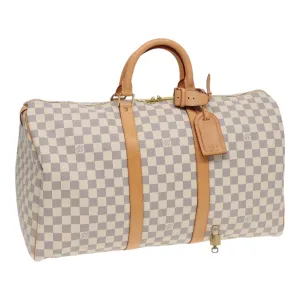 LOUIS VUITTON Damier Azur Keepall 50 Boston Bag N41430 LV 83727A