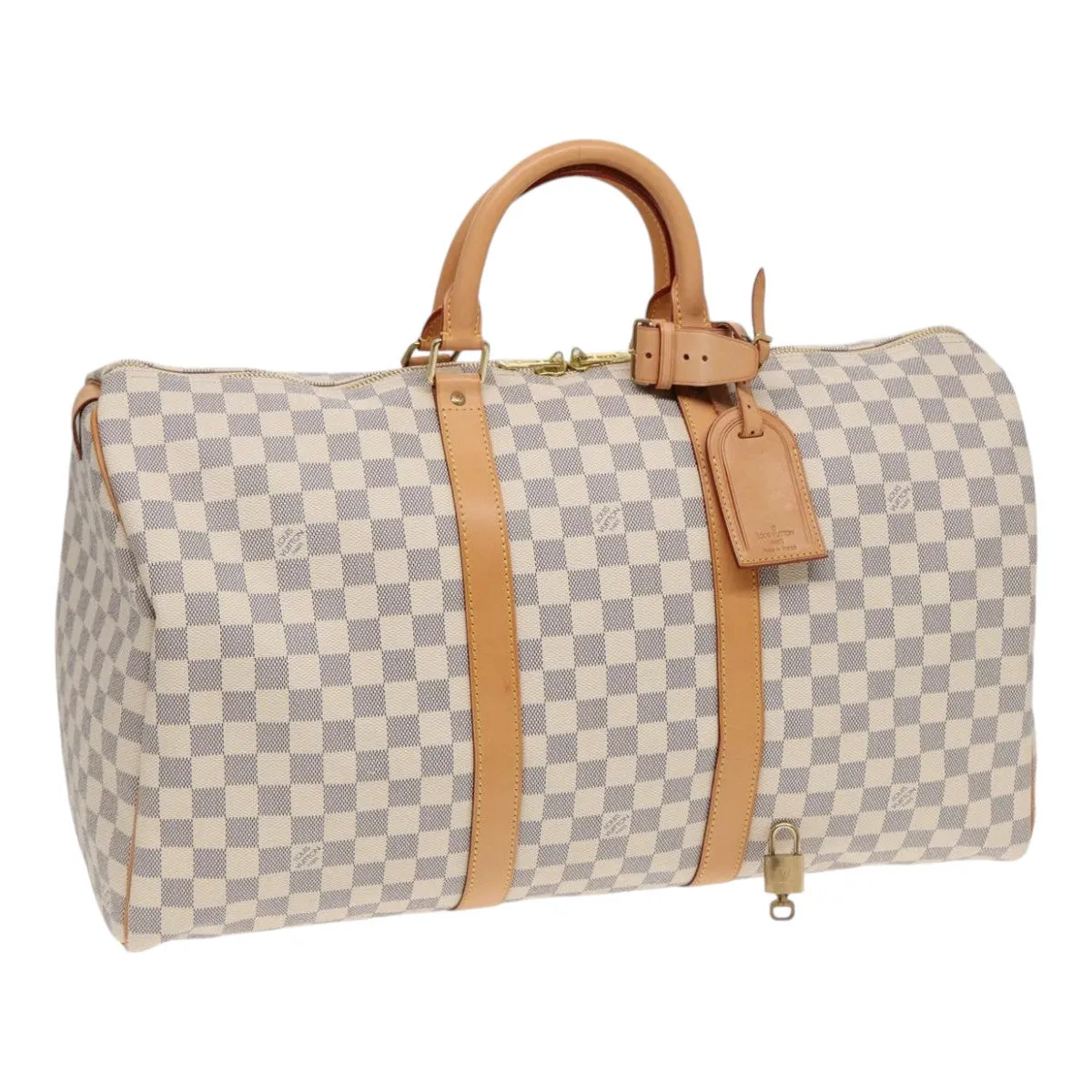 LOUIS VUITTON Damier Azur Keepall 50 Boston Bag N41430 LV 83727A