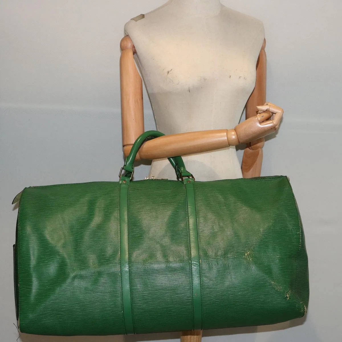 LOUIS VUITTON Epi Keepall 60 Boston Bag Green M42944 LV 77124