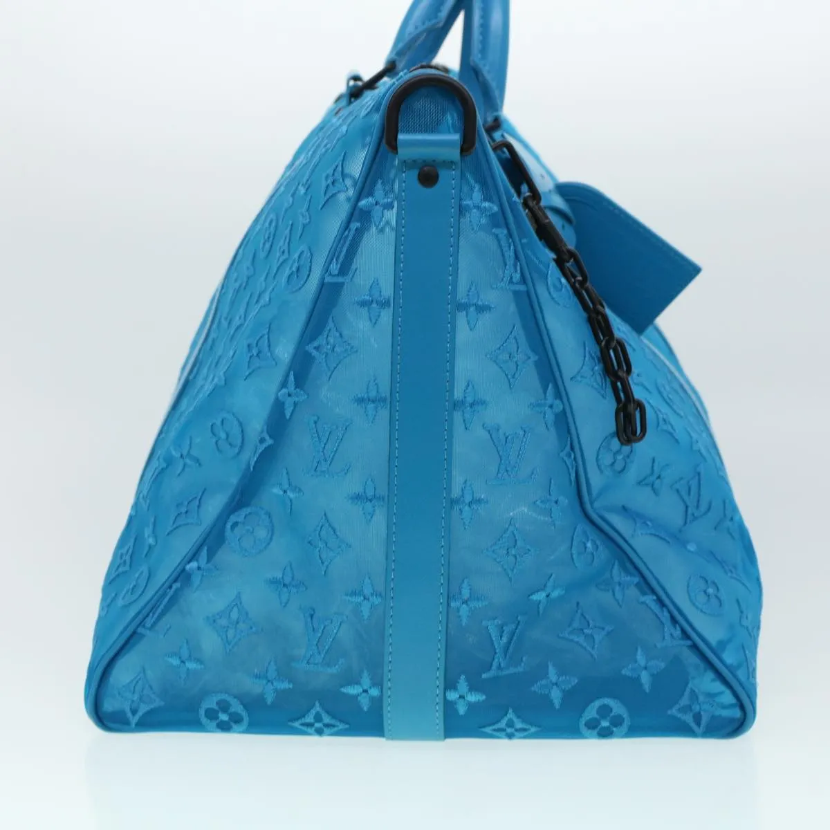 LOUIS VUITTON Mesh Keepall Triangle 50 Boston Bag Turquoise Blue M45048 42050S